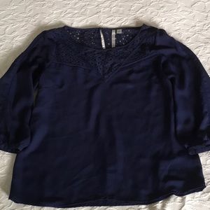 LC LAUREN CONRAD Navy Blue Lace Top Women’s Medium